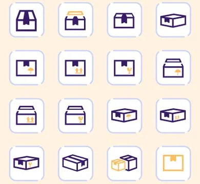 Simple icons set of box イラスト素材