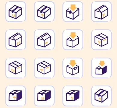 Simple icons set of box Illustrazione stock