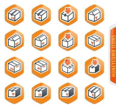 Simple icons set of box Stock Illustration