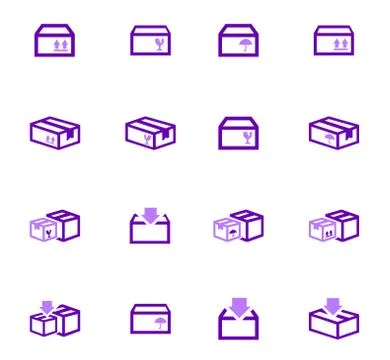 Simple icons set of box 스톡 일러스트