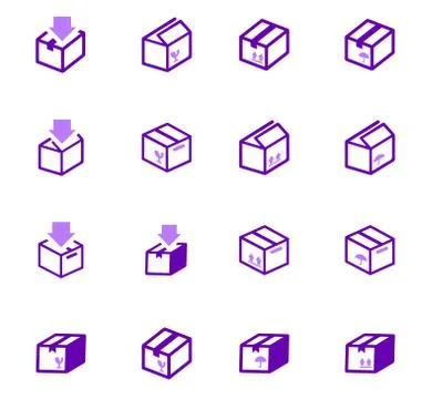 Simple icons set of box Illustrazione stock