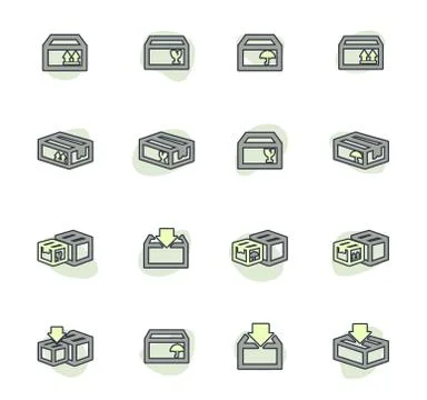 Simple icons set of box Stockillustratie