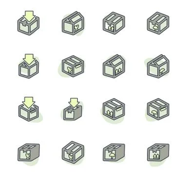 Simple icons set of box 스톡 일러스트