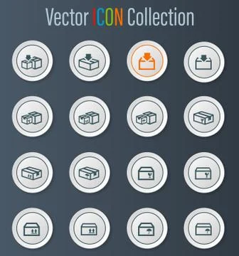 Simple icons set of box 스톡 일러스트