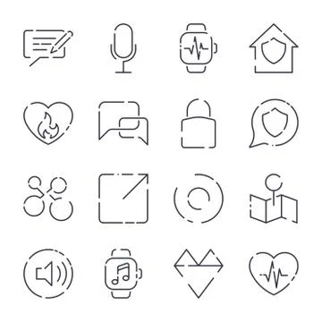 Simple icons set. Different icons for app, programs, sites and other. Editable 스톡 일러스트