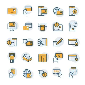 Simple icons set of pay items in line style. Vector symbols. Stock Illustration
