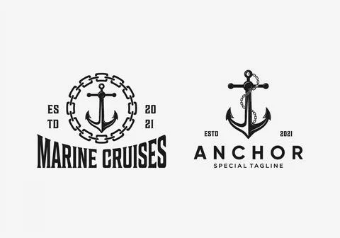 Simple illustration of the anchor logo idea in two different ways. Stock Illustration