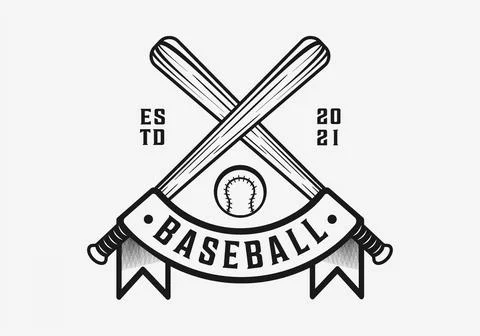 Simple illustration of a baseball logo idea on a white background. Stock Illustration