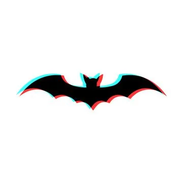 Simple illustration of bat with 3d effect and blue and red colors Stock Illustration
