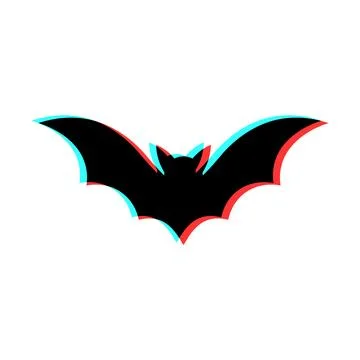 Simple illustration of bat with 3d effect and blue and red colors Stock Illustration