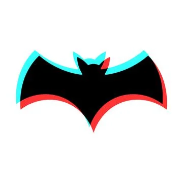 Simple illustration of bat with 3d effect and blue and red colors Stock Illustration