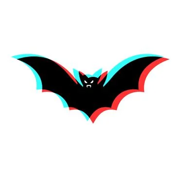 Simple illustration of bat with 3d effect and blue and red colors Stock Illustration