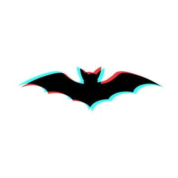 Simple illustration of bat with 3d effect and blue and red colors Stock Illustration