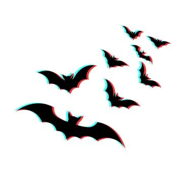 Simple illustration of bat with 3d effect and blue and red colors Stock Illustration