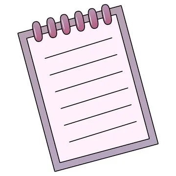 Simple illustration of a blank notepad with lines and a spiral binding Stock Illustration