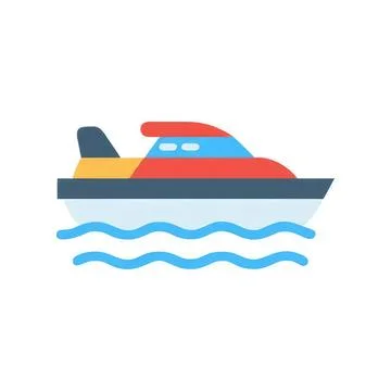 Simple illustration of a boat on water with waves Stock Illustration