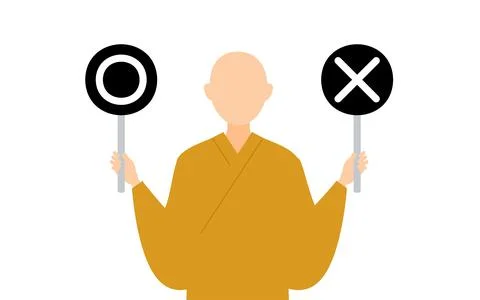 Simple illustration of a buddhist monk holding a maru-batu stick Stock Illustration