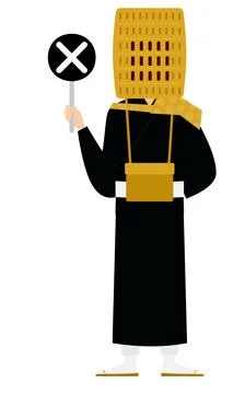 Simple illustration of a buddhist monk holding a maru-batu stick Stock Illustration