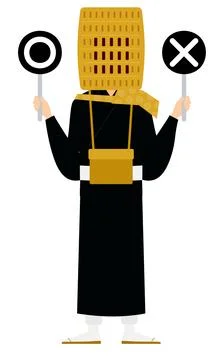 Simple illustration of a buddhist monk holding a maru-batu stick Stock Illustration
