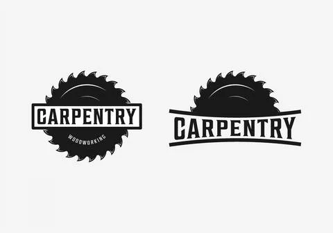 Simple illustration of a carpentry logo idea on a white background. Stock Illustration