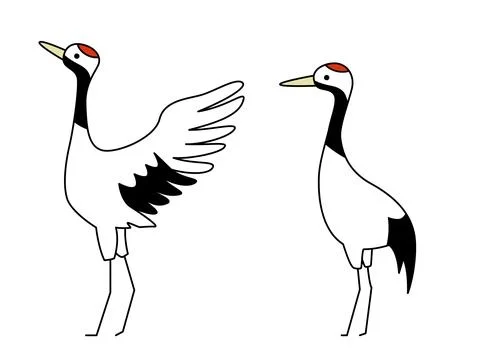 A simple illustration of a crane seen from the side. Stock Illustration