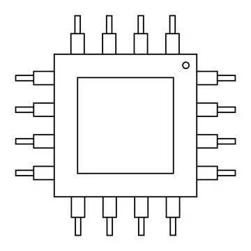 Simple illustration of Digital electronic computer CPU chip icon Stock Illustration