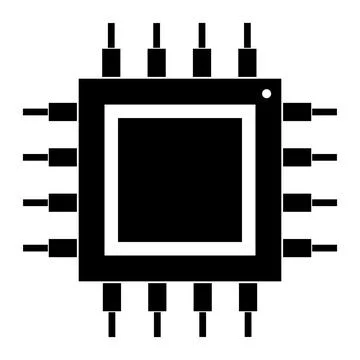 Simple illustration of Digital electronic computer CPU chip icon Stock Illustration