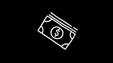 Simple illustration of a dollar bill on a black background, representing fi.. Stock Footage 320023449