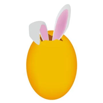 Simple illustration of an Easter Egg with bunny ears on a white background Illustrazione stock