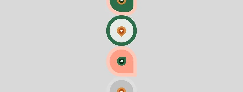Simple illustration features vertical arrangement of colorful petal shapes. 스톡 일러스트