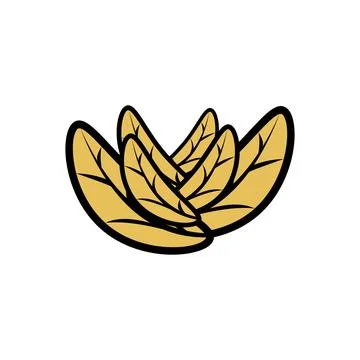 A simple illustration featuring a cluster of yellow leaves with black outli.. Stock Illustration