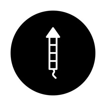 Simple illustration of a firework rocket icon inside a black circle design .. イラスト素材