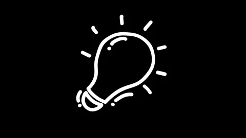 Simple illustration of a glowing light bulb on a black background, symboliz.. Stock Footage 319586599