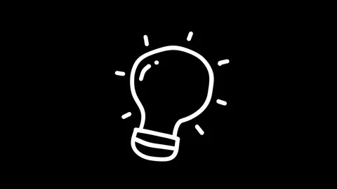 Simple illustration of a glowing light bulb against a black background, sym.. Stock Footage 320023444