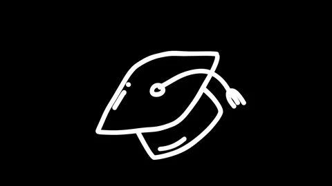 Simple illustration of a graduation cap on a black background, symbolizing .. Stock Footage 319588628