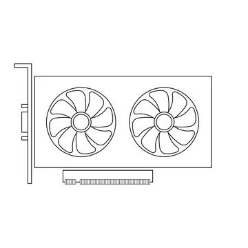 Simple illustration of graphics card GPU. Personal computer component icon Stock Illustration
