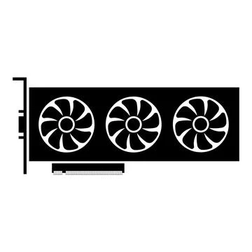 Simple illustration of graphics card GPU. Personal computer component icon Stock Illustration