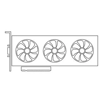 Simple illustration of graphics card GPU. Personal computer component icon Stock Illustration
