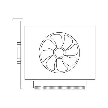 Simple illustration of graphics card GPU. Personal computer component icon Stock Illustration