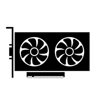 Simple illustration of graphics card GPU. Personal computer component icon Stock Illustration
