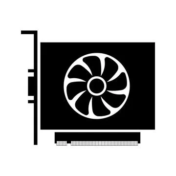 Simple illustration of graphics card GPU. Personal computer component icon Stock Illustration