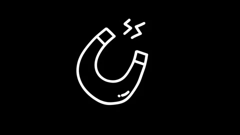 A simple illustration of a magnet with lines indicating attraction against .. Stock Footage 319587897
