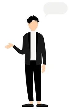 Simple illustration of a man in a black jacket talking Stock Illustration