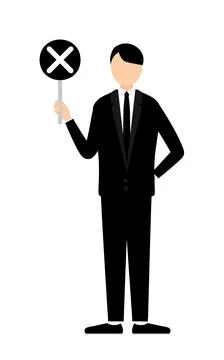 Simple illustration of a man in mourning holding a maru-batu stick Illustrazione stock