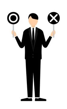 Simple illustration of a man in mourning holding a maru-batu stick Stock Illustration
