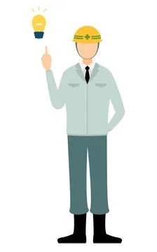 Simple illustration of a man supervisor wearing a helmet discover Stockillustratie
