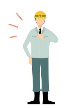 Simple illustration of a man supervisor wearing a helmet beat his chest 스톡 일러스트