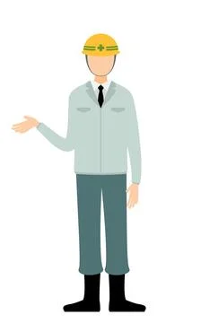 Simple illustration of a man supervisor wearing a helmet talk Illustration