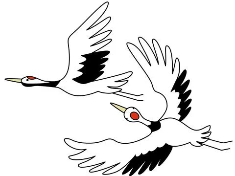 Simple illustration material of a crane flying in the sky. Stock Illustration
