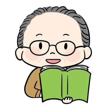 Simple illustration of an old man reading Stock Illustration